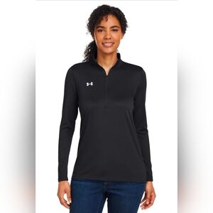 Under Armour Women's Black Quarter-Zip Long Sleeve Tee, Size Medium